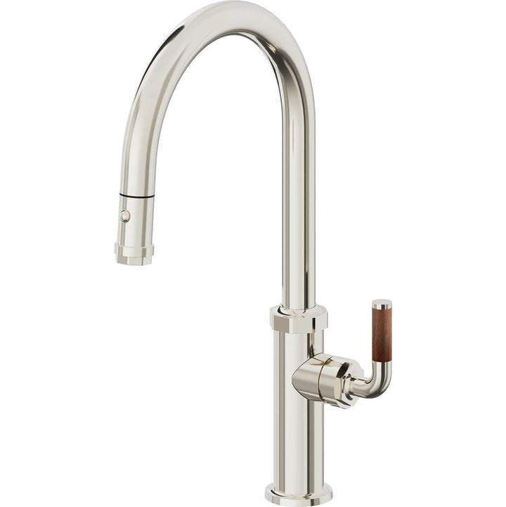 California Faucets Pull-Down Kitchen Faucet with Button Sprayer  - High Arc Spout
