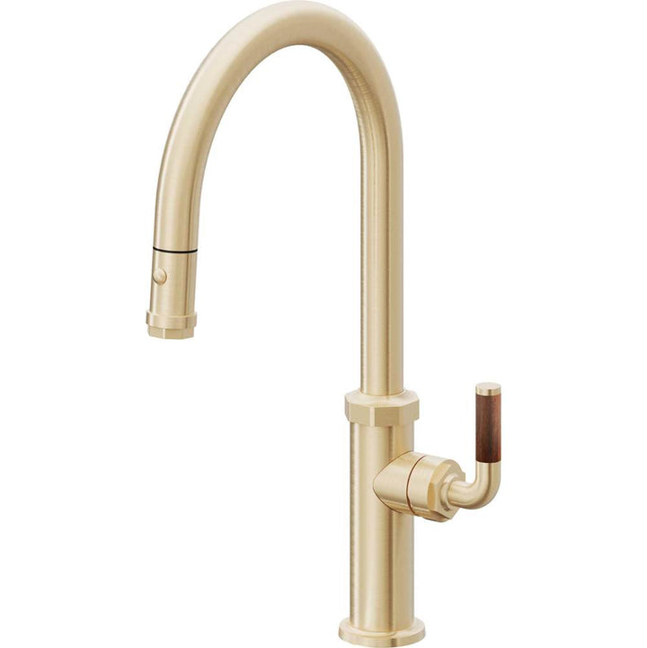 California Faucets Pull-Down Kitchen Faucet with Button Sprayer  - High Arc Spout