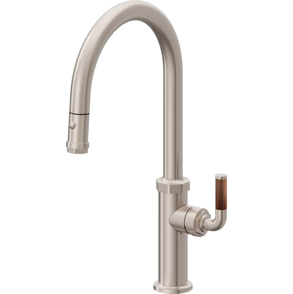 California Faucets Pull-Down Kitchen Faucet with Button Sprayer  - High Arc Spout