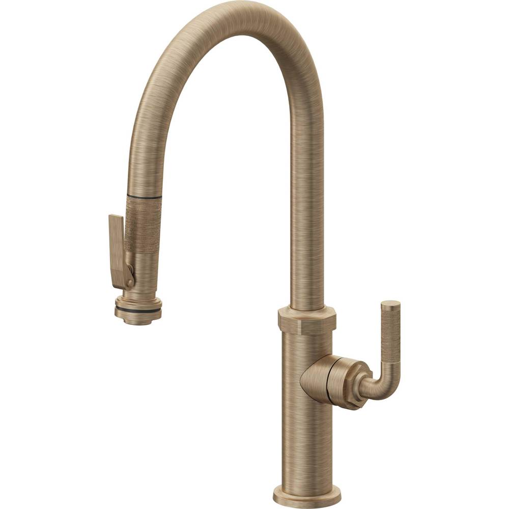 California Faucets Pull-Down Kitchen Faucet with Button Sprayer  - High Arc Spout