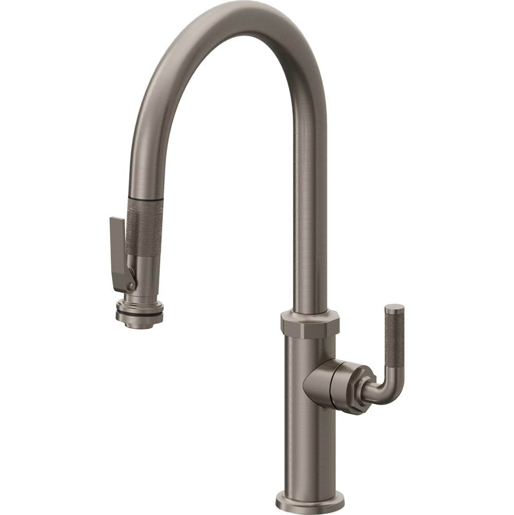California Faucets Pull-Down Kitchen Faucet with Button Sprayer  - High Arc Spout