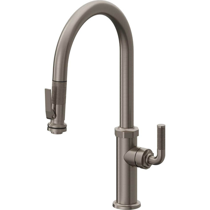 California Faucets Pull-Down Kitchen Faucet with Button Sprayer  - High Arc Spout