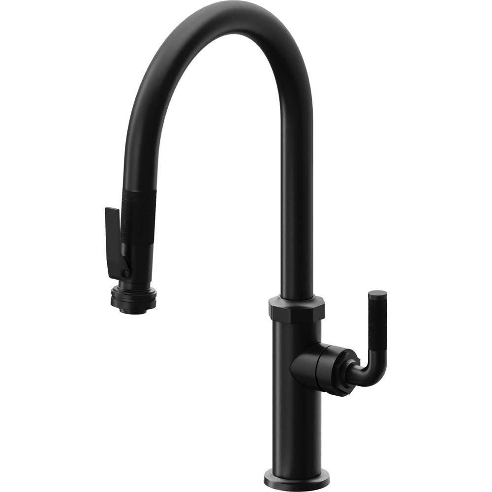 California Faucets Pull-Down Kitchen Faucet with Button Sprayer  - High Arc Spout