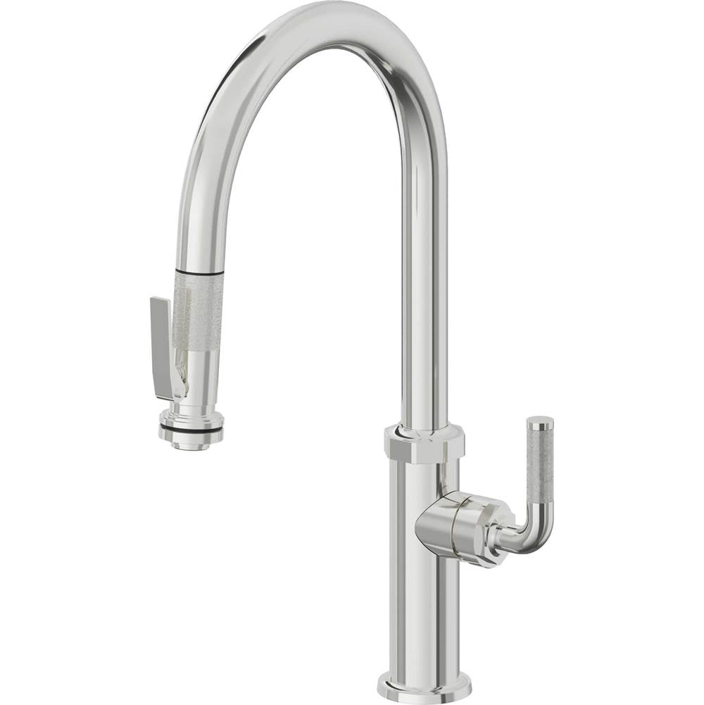 California Faucets Pull-Down Kitchen Faucet with Button Sprayer  - High Arc Spout