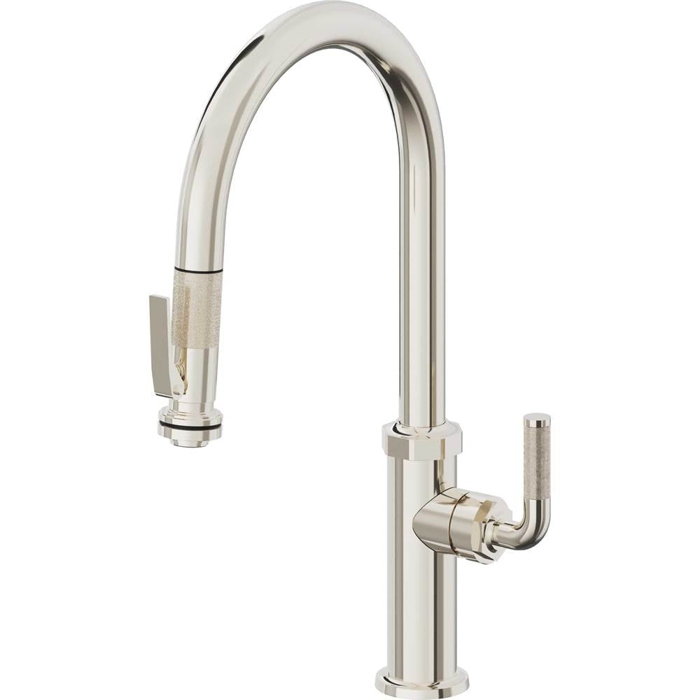California Faucets Pull-Down Kitchen Faucet with Button Sprayer  - High Arc Spout