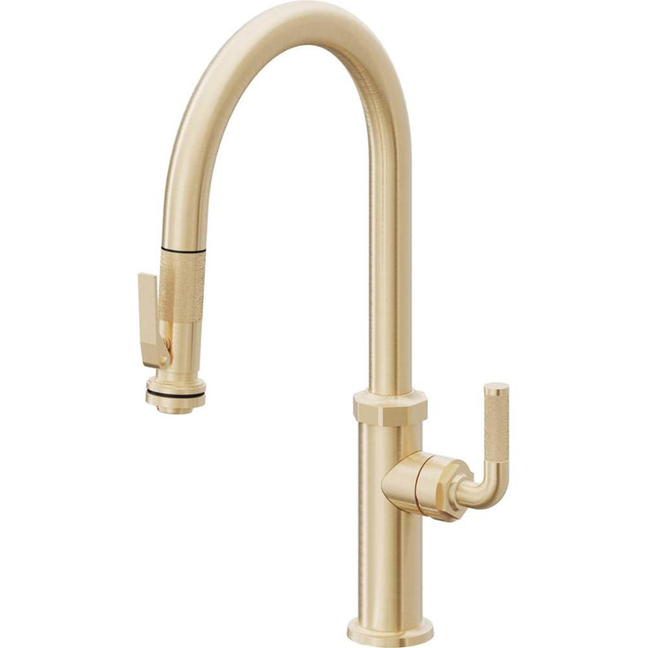 California Faucets Pull-Down Kitchen Faucet with Button Sprayer  - High Arc Spout