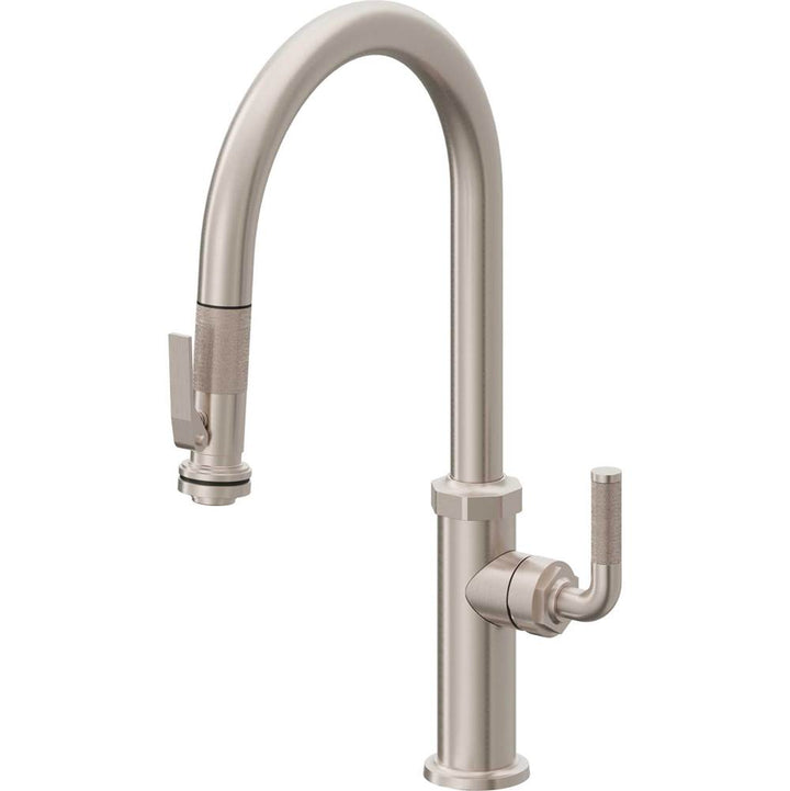 California Faucets Pull-Down Kitchen Faucet with Button Sprayer  - High Arc Spout