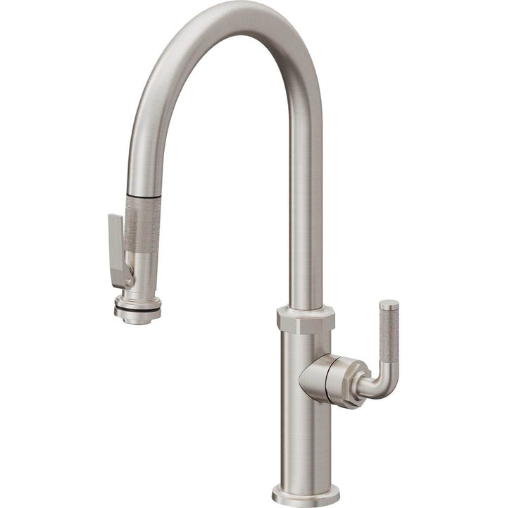 California Faucets Pull-Down Kitchen Faucet with Button Sprayer  - High Arc Spout