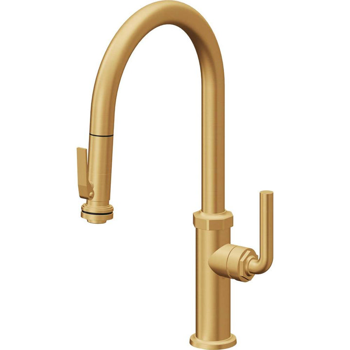 California Faucets Pull-Down Kitchen Faucet with Button Sprayer  - High Arc Spout