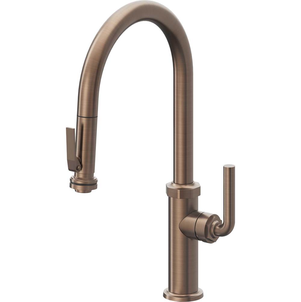 California Faucets Pull-Down Kitchen Faucet with Button Sprayer  - High Arc Spout