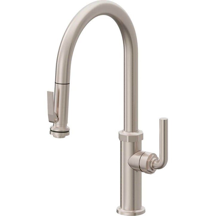 California Faucets Pull-Down Kitchen Faucet with Button Sprayer  - High Arc Spout