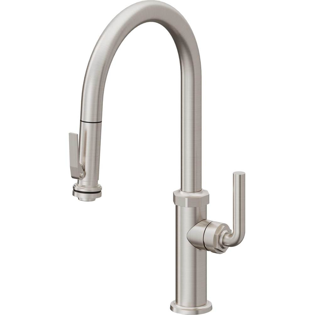 California Faucets Pull-Down Kitchen Faucet with Button Sprayer  - High Arc Spout