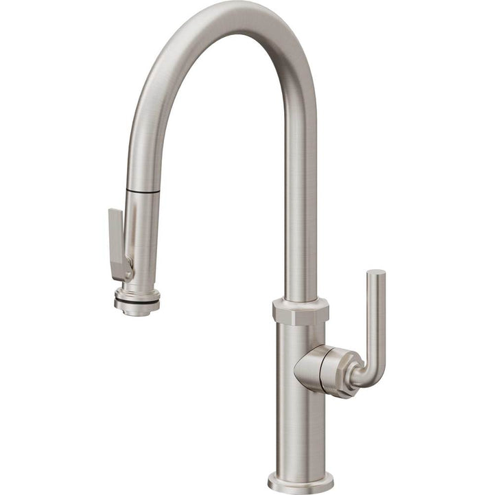 California Faucets Pull-Down Kitchen Faucet with Button Sprayer  - High Arc Spout