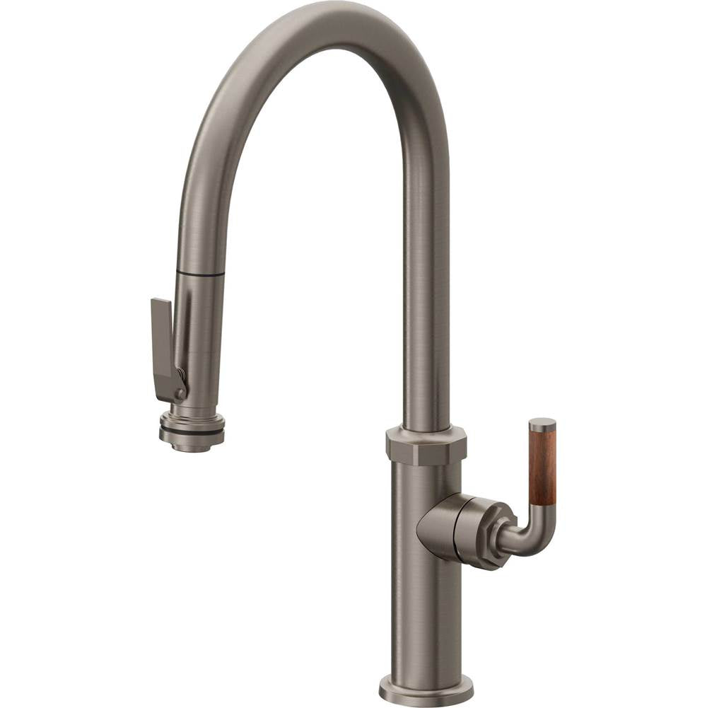 California Faucets Pull-Down Kitchen Faucet with Button Sprayer  - High Arc Spout