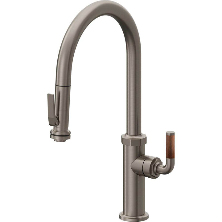 California Faucets Pull-Down Kitchen Faucet with Button Sprayer  - High Arc Spout