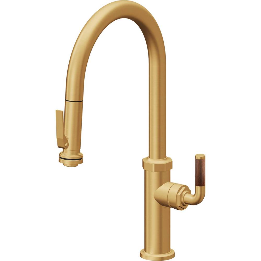 California Faucets Pull-Down Kitchen Faucet with Button Sprayer  - High Arc Spout