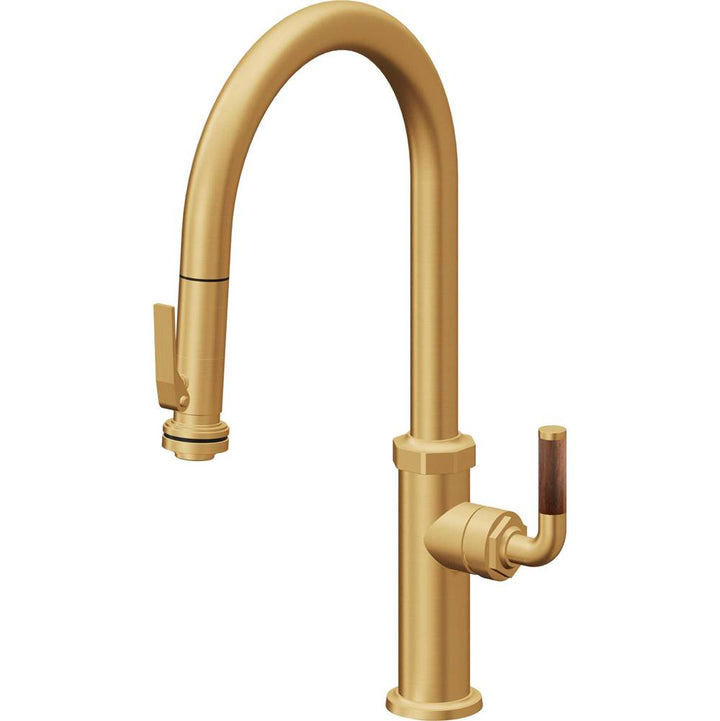 California Faucets Pull-Down Kitchen Faucet with Button Sprayer  - High Arc Spout