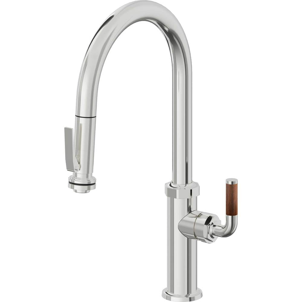California Faucets Pull-Down Kitchen Faucet with Button Sprayer  - High Arc Spout