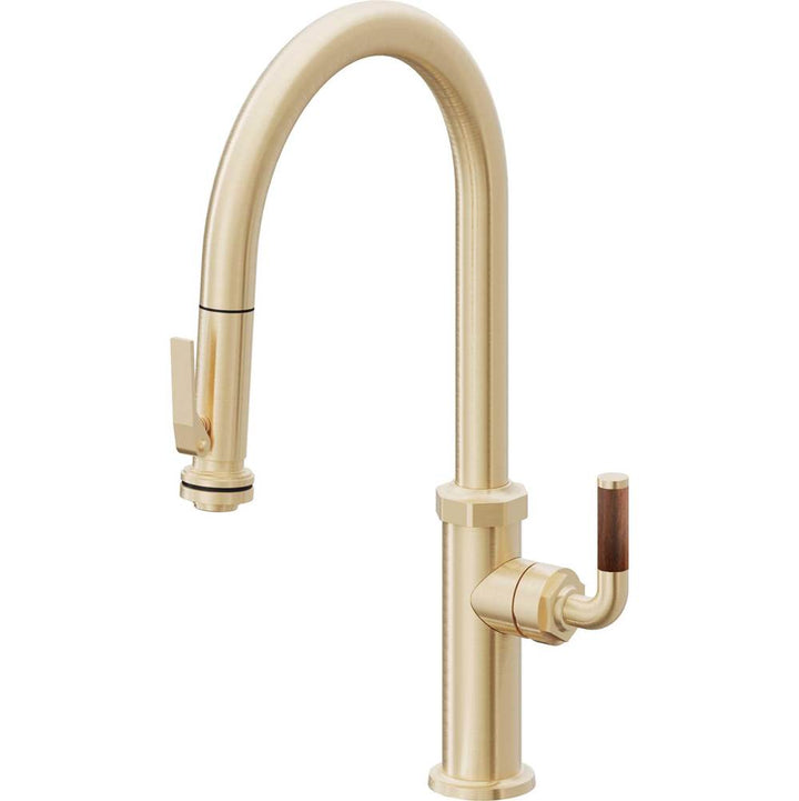 California Faucets Pull-Down Kitchen Faucet with Button Sprayer  - High Arc Spout