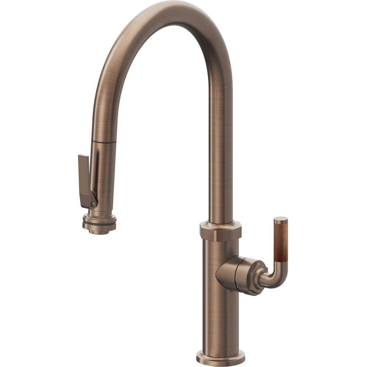 California Faucets Pull-Down Kitchen Faucet with Button Sprayer  - High Arc Spout