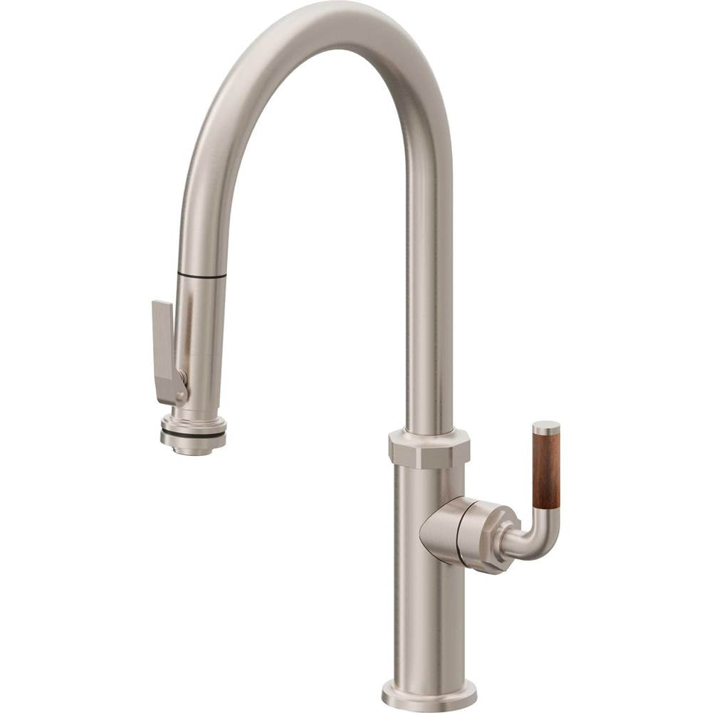 California Faucets Pull-Down Kitchen Faucet with Button Sprayer  - High Arc Spout