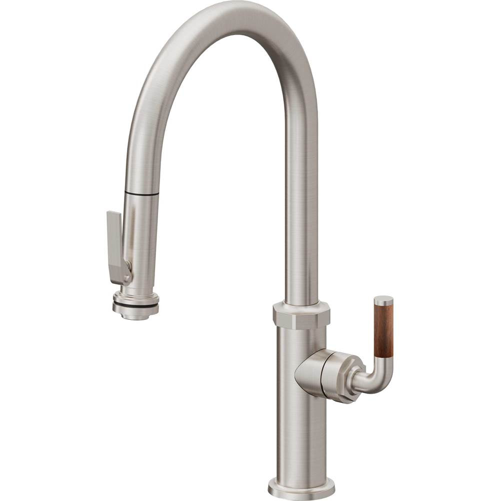 California Faucets Pull-Down Kitchen Faucet with Button Sprayer  - High Arc Spout