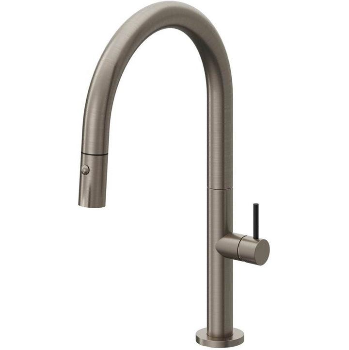 California Faucets Pull-Down Kitchen Faucet with Button Sprayer Low Arc Spout