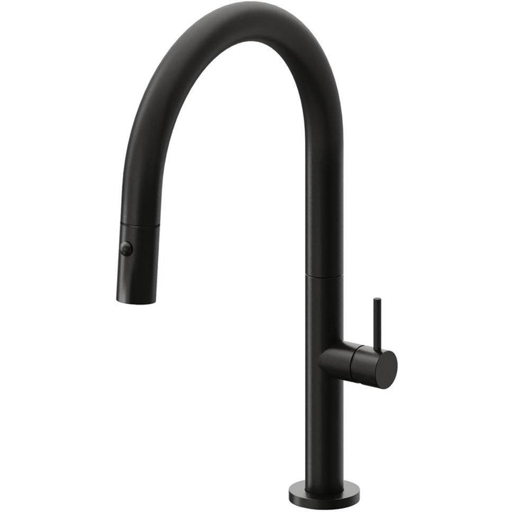 California Faucets Pull-Down Kitchen Faucet with Button Sprayer Low Arc Spout