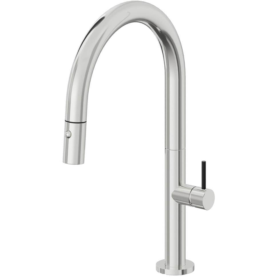 California Faucets Pull-Down Kitchen Faucet with Button Sprayer Low Arc Spout