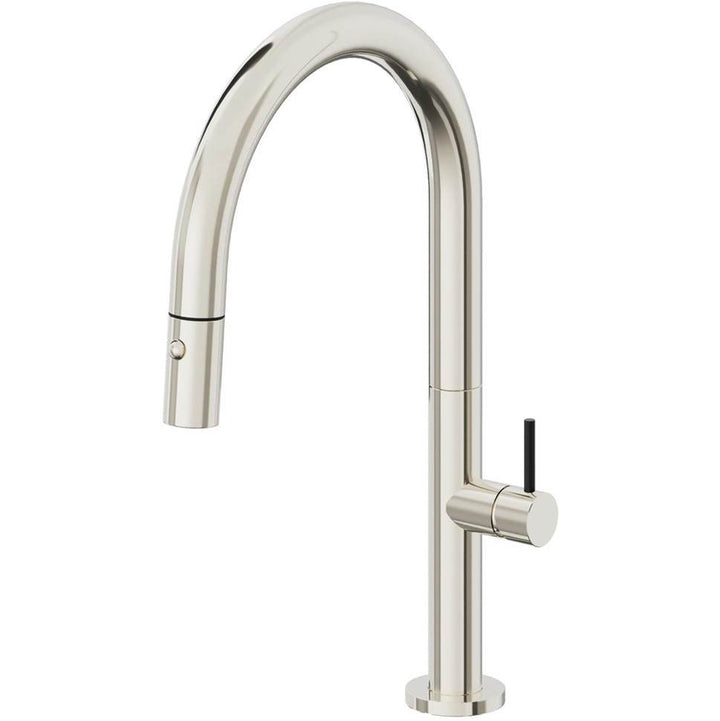 California Faucets Pull-Down Kitchen Faucet with Button Sprayer Low Arc Spout