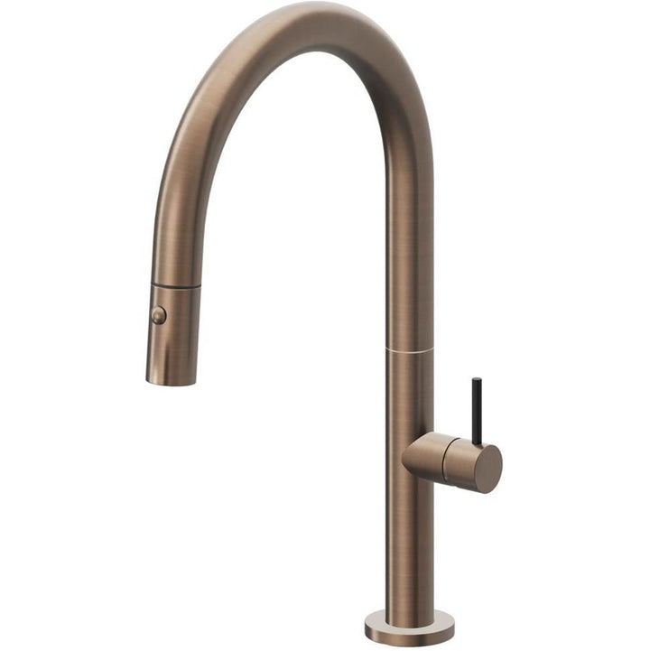 California Faucets Pull-Down Kitchen Faucet with Button Sprayer Low Arc Spout