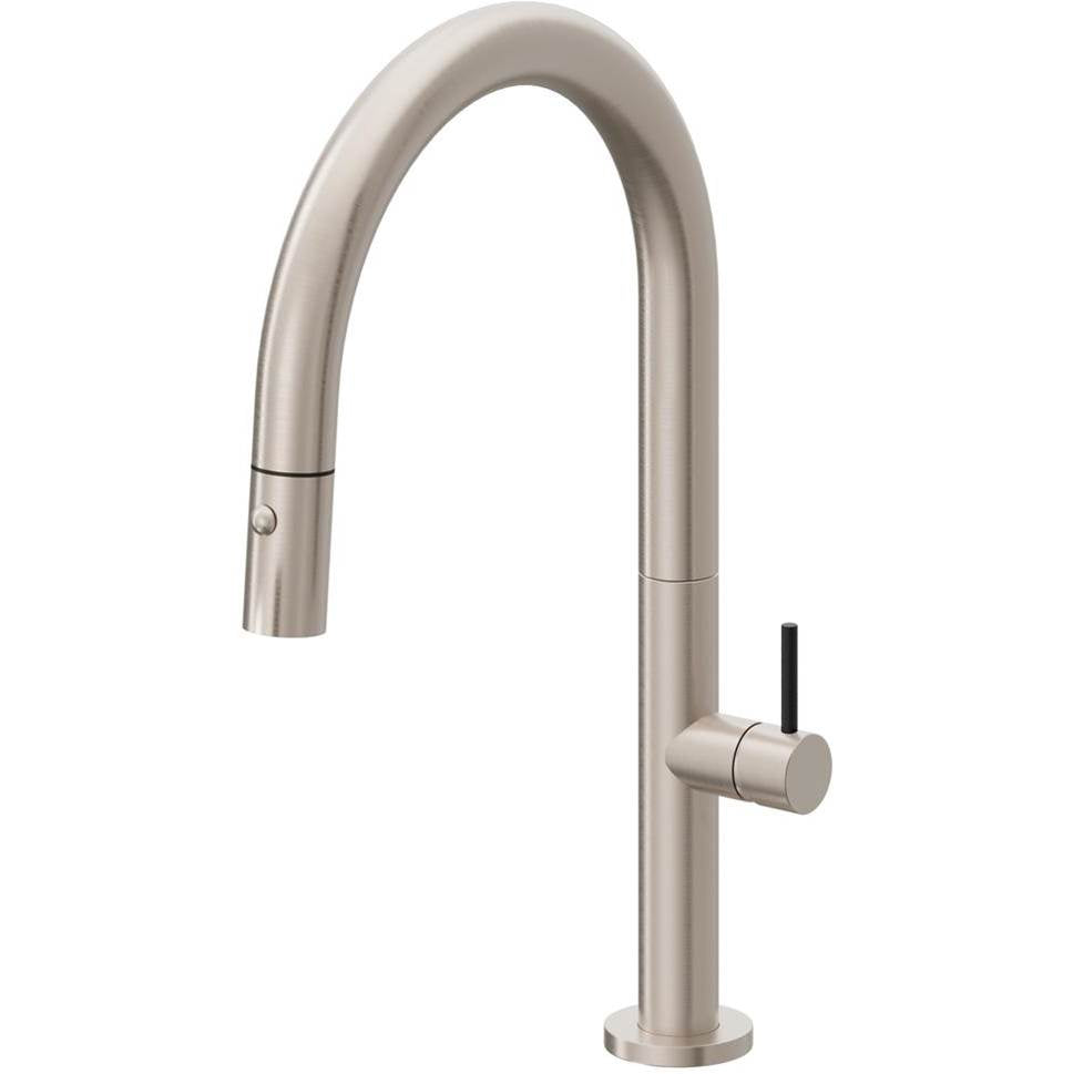 California Faucets Pull-Down Kitchen Faucet with Button Sprayer Low Arc Spout