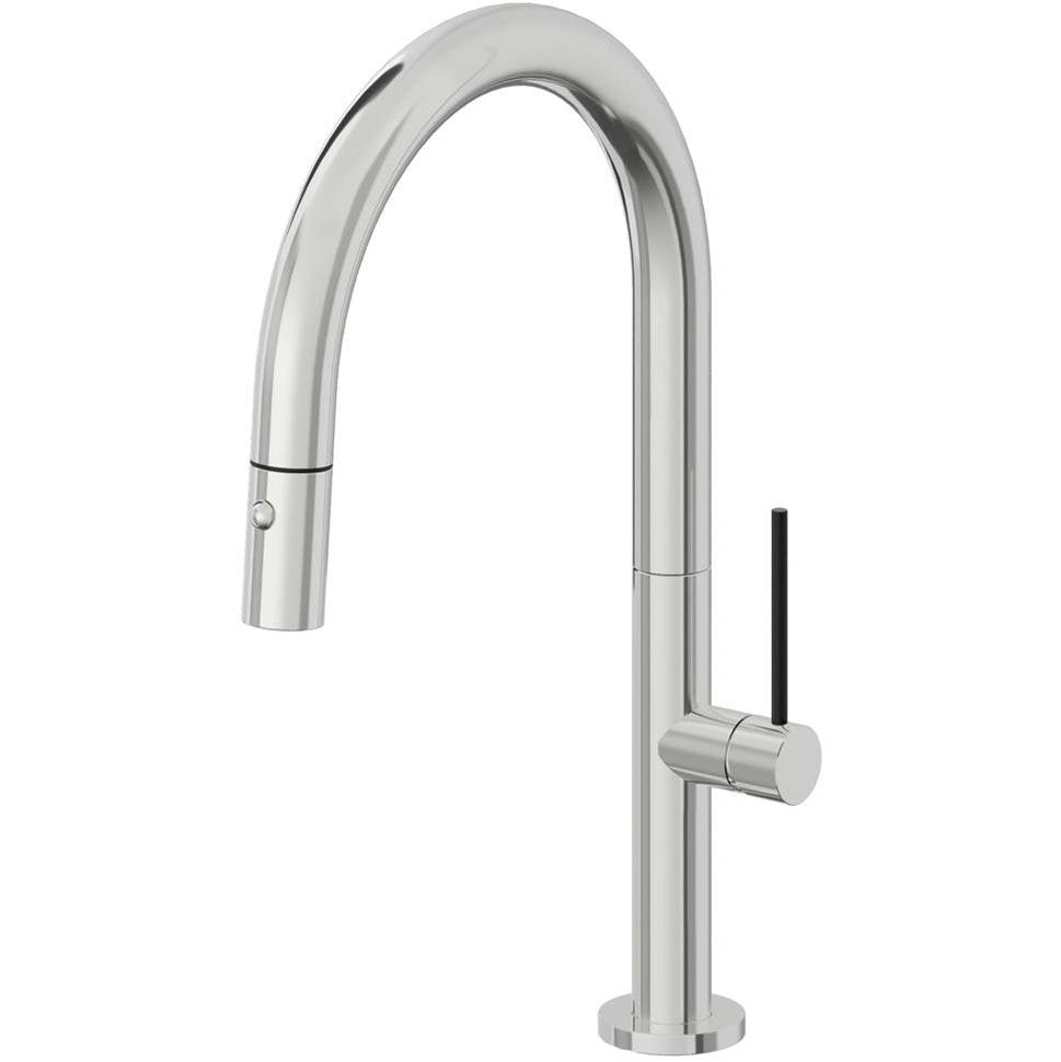 California Faucets Pull-Down Kitchen Faucet with Button Sprayer Low Arc Spout