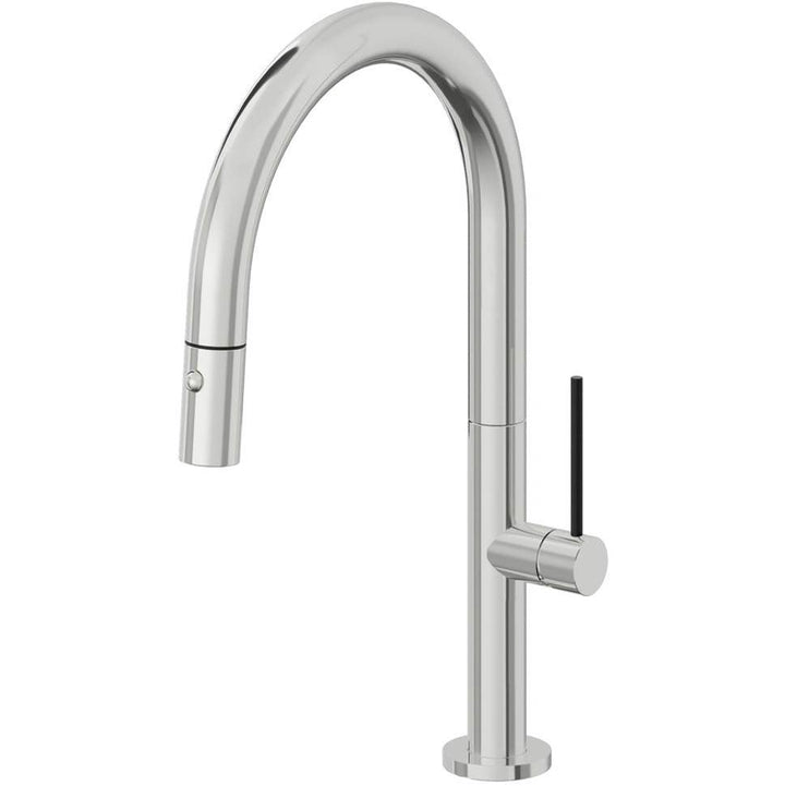 California Faucets Pull-Down Kitchen Faucet with Button Sprayer Low Arc Spout