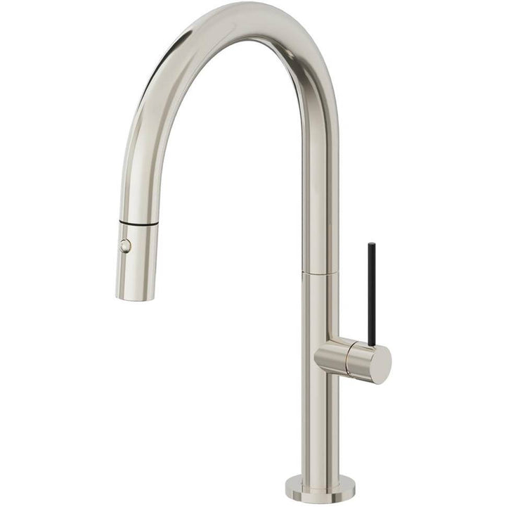California Faucets Pull-Down Kitchen Faucet with Button Sprayer Low Arc Spout
