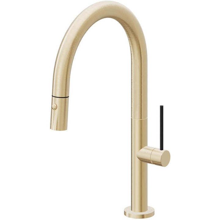 California Faucets Pull-Down Kitchen Faucet with Button Sprayer Low Arc Spout