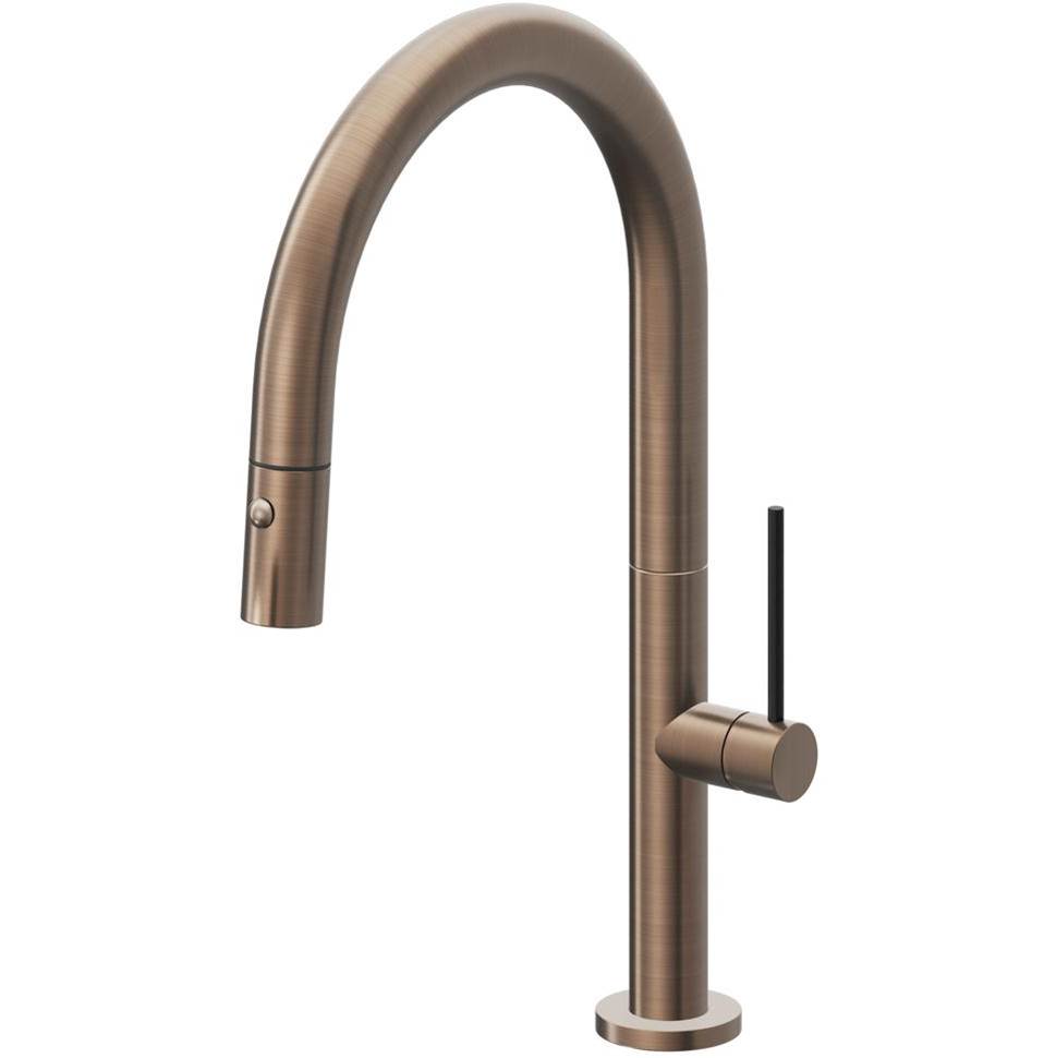 California Faucets Pull-Down Kitchen Faucet with Button Sprayer Low Arc Spout