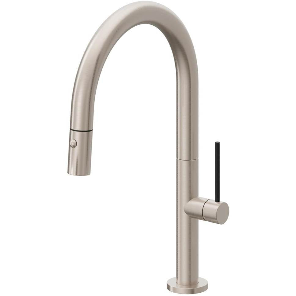 California Faucets Pull-Down Kitchen Faucet with Button Sprayer Low Arc Spout