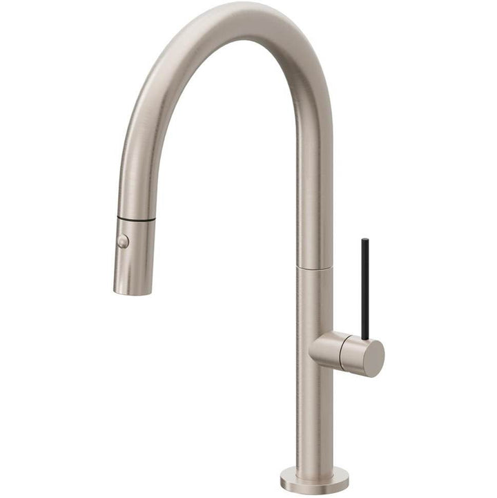 California Faucets Pull-Down Kitchen Faucet with Button Sprayer Low Arc Spout