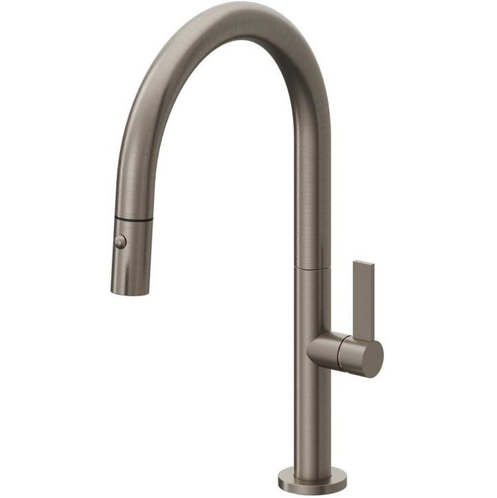 California Faucets Pull-Down Kitchen Faucet with Button Sprayer Low Arc Spout
