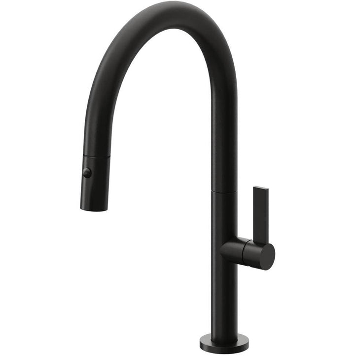 California Faucets Pull-Down Kitchen Faucet with Button Sprayer Low Arc Spout