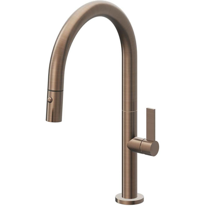 California Faucets Pull-Down Kitchen Faucet with Button Sprayer Low Arc Spout