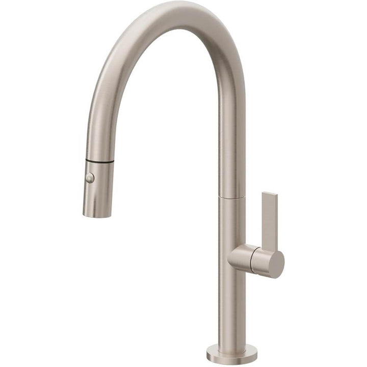 California Faucets Pull-Down Kitchen Faucet with Button Sprayer Low Arc Spout