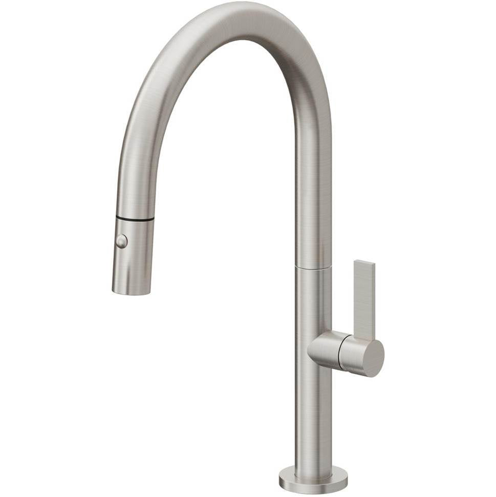 California Faucets Pull-Down Kitchen Faucet with Button Sprayer Low Arc Spout