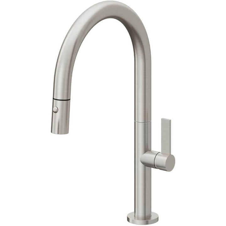 California Faucets Pull-Down Kitchen Faucet with Button Sprayer Low Arc Spout