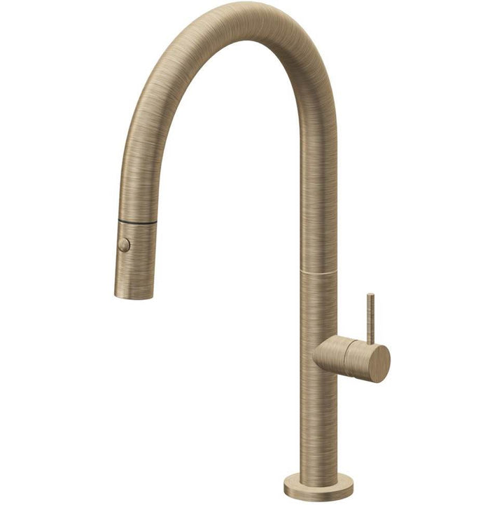 California Faucets Pull-Down Kitchen Faucet with Button Sprayer Low Arc Spout