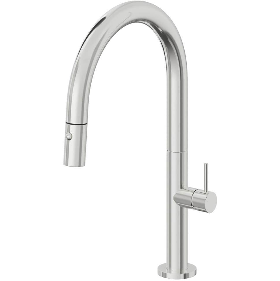 California Faucets Pull-Down Kitchen Faucet with Button Sprayer Low Arc Spout