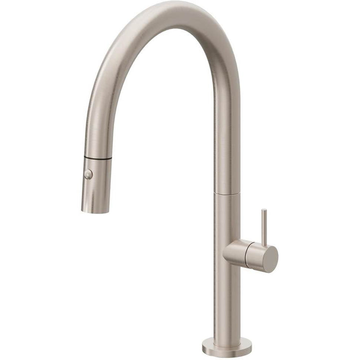 California Faucets Pull-Down Kitchen Faucet with Button Sprayer Low Arc Spout