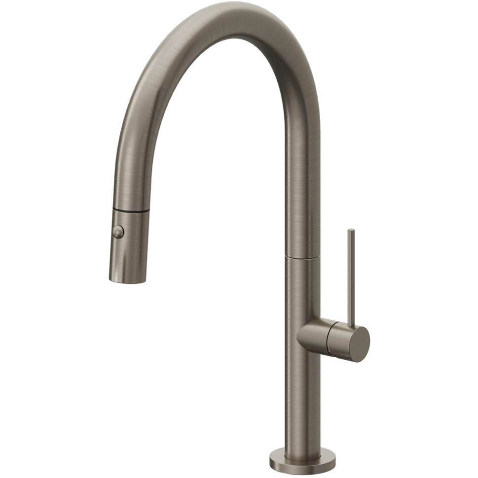 California Faucets Pull-Down Kitchen Faucet with Button Sprayer Low Arc Spout