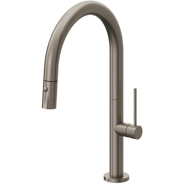 California Faucets Pull-Down Kitchen Faucet with Button Sprayer Low Arc Spout